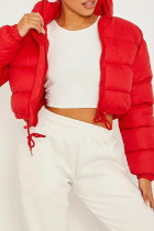 Red Celebrities Solide Patchwork-Oberbekleidung mit Kordelzug und Reißverschluss und Stehkragen