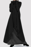 Бордовые повседневные однотонные асимметричные платья с высоким воротником и длинными рукавами