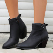 Sapatos casuais pretos com patchwork de cor sólida e redondos (altura do salto 2.95 pol.)