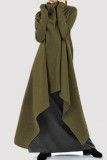 Borgonha casual sólido assimétrico gola alta vestidos de manga comprida