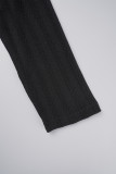 Black Casual Solid Basic V Neck Tops