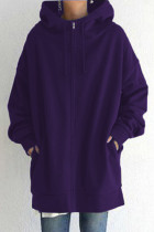 Vêtements d'extérieur décontractés unis basiques à col à capuche violet