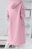 Pink Casual Solid Patchwork Zipper Hooded Collar Outerwear