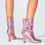 Chaussures d'extérieur confortables et décontractées, patchwork, couleur unie, violet clair (hauteur du talon 3.54 pouces)