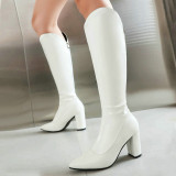 White Casual Patchwork Solid Color Pointed Out Door Shoes (Heel Height 3.54in)