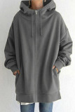 Dark Blue Casual Solid Basic Hooded Collar Outerwear