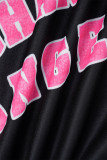 Capispalla rosa con colletto alla coreana patchwork con stampa casual