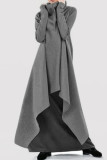 ブラック カジュアル ソリッド 非対称 タートルネック 長袖 ドレス