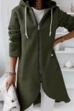 Grey Casual Solid Patchwork Zipper Hooded Collar Outerwear