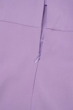 Purple Casual Solid Basic U Neck Sling Dress Dresses