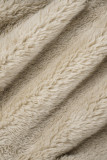 Kaki casual patchwork contrasterende bovenkleding met V-hals