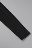 Schwarze lange Kleider mit Street-Print und Patchwork-Rollkragenpullover