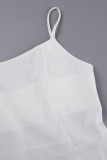 Witte casual effen basisjurk met U-hals en sling-jurk