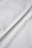 Robe blanche décontractée à bretelles et col en U, couleur unie, basique