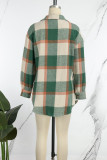 Multicolor Casual Plaid Patchwork Shirt Collar Tops