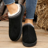 Zwarte casual living patchwork effen kleur ronde warme comfortabele schoenen