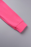 ピンク カジュアル ソリッド パッチワーク ドローストリング ポケット ジッパー フード付き襟 長袖 XNUMX 枚