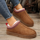 Khaki Casual Living Patchwork Solid Color Round Keep Warm Comfortable Shoes