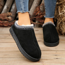 Zapatos cómodos para mantener el calor redondos de color sólido de patchwork de vida informal negro