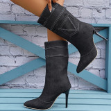 Zwarte casual patchwork schoenen met puntige deur (hakhoogte 3.54 inch)
