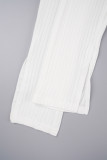 Weiße, einfarbige, schmale Jumpsuits mit Patchwork-Knöpfen und V-Ausschnitt