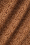 Mörkbrun Casual Solid Cardigan Turndown-krage Plus Size Överrock