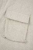 Pagliaccetto attillato con colletto rovesciato patchwork solido casual bianco crema