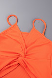 Pink Sexy Casual Solid Backless Spaghetti Strap Tops