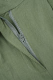 Colarinho verde exército casual patchwork sólido manga longa duas peças
