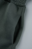 Svart Casual Solid Patchwork Zipper Hood Collar Regular Jumpsuits