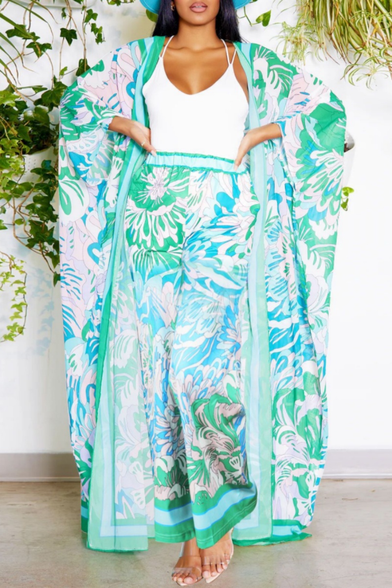 7/8 Printed Pants - Green