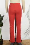 Pantaloni patchwork convenzionali a vita alta regolari patchwork a righe casual rossi