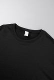 Black Casual Daily Solid Basic O Neck Tops