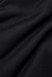 Prendas de abrigo de contraste de patchwork casual negro