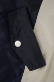 Синяя повседневная джинсовая куртка с длинными рукавами и контрастным отложным воротником в стиле пэчворк