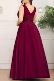 Rose Red Sexy Formal Patchwork Sequins V Neck Long Dress Plus Size Dresses
