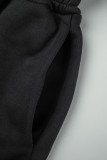 ブラック カジュアル ソリッド パッチワーク ジッパー フード付き カラー レギュラー ジャンプスーツ