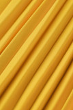 Combinaisons décontractées solides frenlum plissées à col en V et grande taille jaune