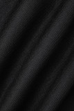 ブラック カジュアル ソリッド パッチワーク ジッパー フード付き カラー レギュラー ジャンプスーツ