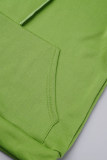 Armée vert décontracté solide Patchwork cordon de serrage poche col à capuche manches longues deux pièces