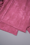 Rose Red Street Solid Tassel Patchwork U Neck Regular Jumpsuits
