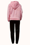 Pink Street Daily Print Draw String Hooded Collar Long Sleeve Two Pieces