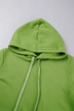 Black Casual Solid Patchwork Draw String Pocket Hooded Collar Long Sleeve Two Pieces