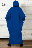 Синие повседневные прямые платья с капюшоном и воротником в стиле пэчворк