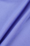 Violet clair décontracté solide Patchwork cordon de serrage poche à capuche col manches longues deux pièces