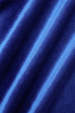 Blaue sexy feste Patchwork-Federn trägerloses trägerloses Kleid