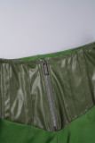 Verde Casual Solid Patchwork Cerniera O Collo Manica lunga Due pezzi