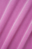 Rosa sexy solide Patchwork-Federn trägerloses trägerloses Kleid