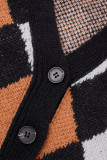 Черно-белый сладкий принт с пряжкой в ​​стиле пэчворк, V-образный вырез, длинный рукав, две части (без кармана)