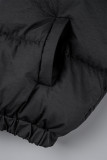 Schwarze, lässige, einfarbige Oberbekleidung mit Stehkragen und Patchwork-Reißverschluss